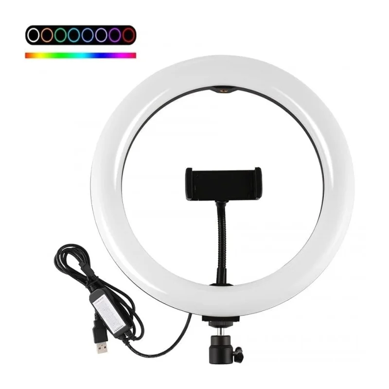 چراغ USB رینگ لایت RGB مدل MJ26 رومیزی 10 اینچ